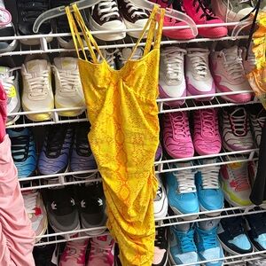 Tiger Mist Yellow and Orange Snake Print mini Dress! XS!